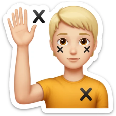 Please make an emoji where the wearer marks O or X with his arm. sticker