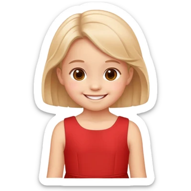 cute little child wearing a red dress, smiling sticker