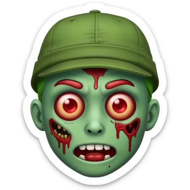 Create a zombie emoji with a cap sticker