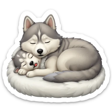 husky dog sleeping  sticker