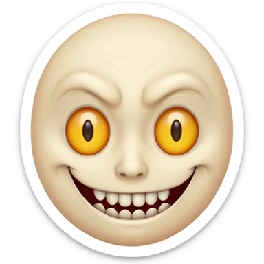 cursed emoji, empty eyes, twisted expression, horror sticker