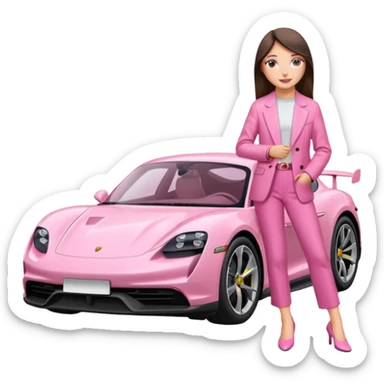pink Porsche taycan with girl sticker