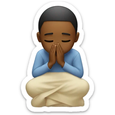 Normal emoji crying a lot while also praying sticker