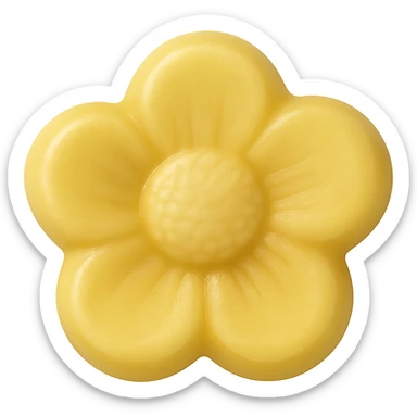 Change the candy color to yellow, keep it flower-shaped, centered, transparent background, no other elements. The style should be consistent with the original image's look. sticker