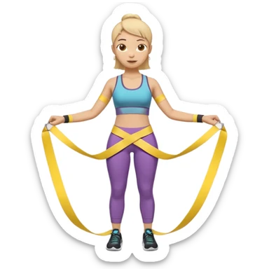 A 3D cartoon person measuring their waist with a yellow tape, casual fitness outfit, Memoji-style realism. close up. sticker