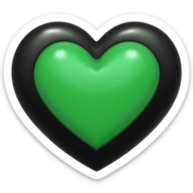 A green heart and black heart mixed together so black on one side and green on the other side sticker