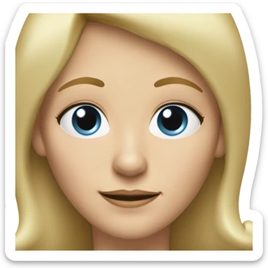 Blonde light blue eyes 55 woman no part or partial part in hair some floppy bangs pointier nose sticker