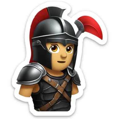 Fantasy spartan warrior male wearing detailed black armor with a red plumed helmet
 sticker