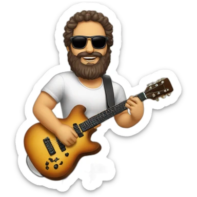 Adulto de poco pelo barba y gafas tocando la guitarra eléctrica sticker