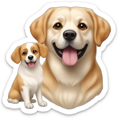 big white labrador and ginger pekingese corgi sticker