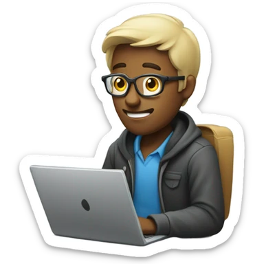 Busy person with laptop sticker