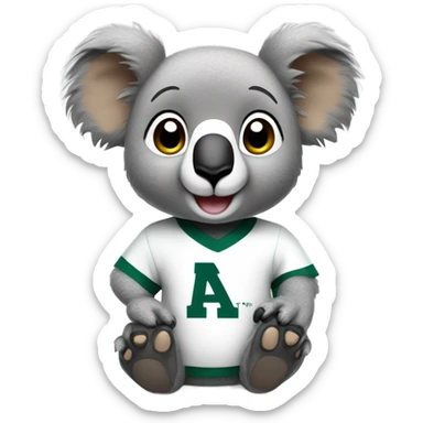 A cute koala wearing a green and white Michigan State University shirt sticker