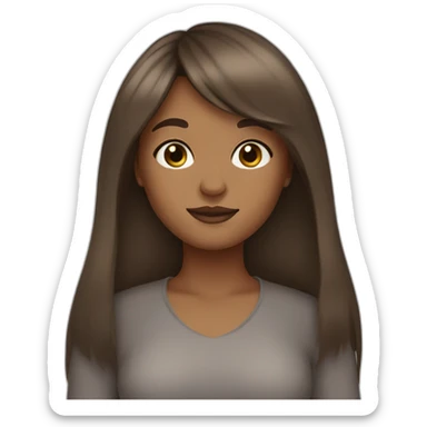 brown long hair brown girl with curtain bangs sticker