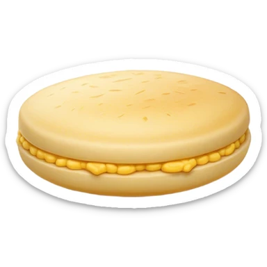 Cinematic Realistic image of a simple, single Colombian arepa, rendered with soft, golden cornmeal textures and delicate, crispy edges, set on a neutral background with gentle, natural lighting that highlights its traditional, comforting simplicity. sticker