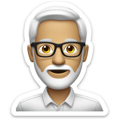 bold white men with small beard and sof glasses on pc comuter sticker