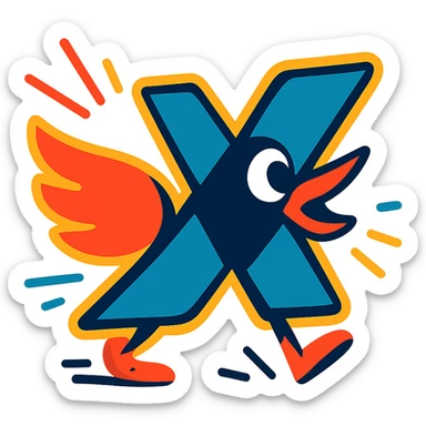 animated Twitter (X) logo, vibrant colors, dynamic motion, modern style sticker