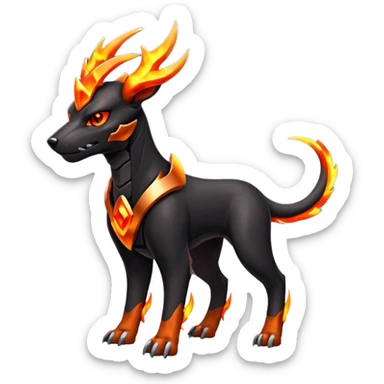 Futuristic volcanic elemental badass cool tough evil Houndoom-Houndour-Genesect-Pokémon-Fakémon-hybrid-creature sticker