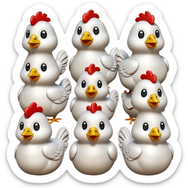 chicken 3d imoji transparen with wite color multipal  sticker