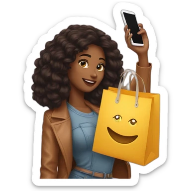 influencer taking selfie with a shopping bag sticker