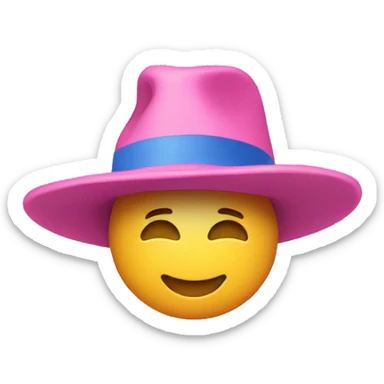 PINK HAT ROTATING AGAINST BLUE BACKDROP sticker