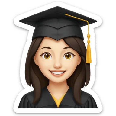 带着学士帽的，深棕色长发，黄种偏白皮肤的，高鼻梁，不戴眼镜的女博士生，在wink，年龄26岁 sticker