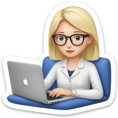 A girl is working with a laptop while lying on the sofa sticker