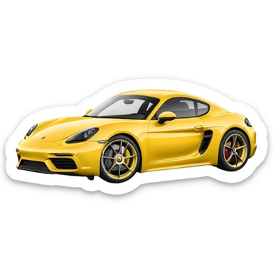 Chalk colored 2024 Porsche 718 Cayman GTS 4.0 with yellow ceramic brakes sticker