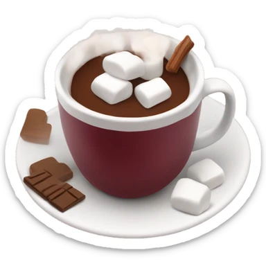 Burgundy mug of hot chocolate with marshmallows  sticker