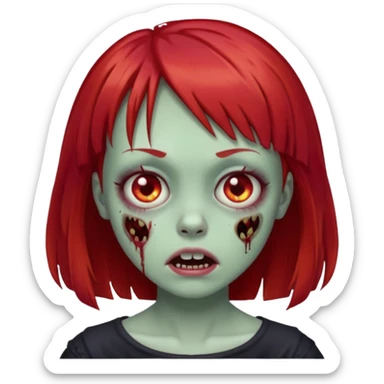 Zombie girl with red hair and bangs sticker