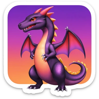 Obsidian-Black and red/purple-gradients lanky elegant evil badass handsome cool beautiful Shiny-Charizard-Salazzle-Seviper-Salandit-fusion sticker