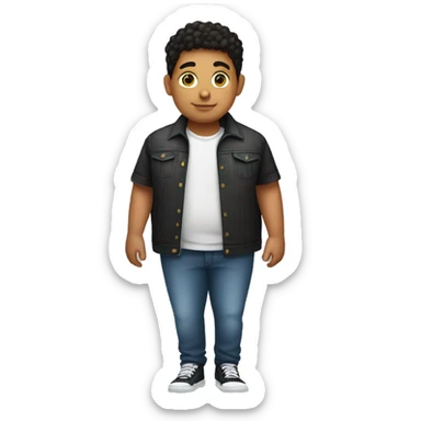 Full body young Hispanic boy that is extremely short and fat with a low taper fade  sticker