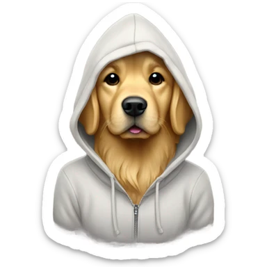 Golden retriever wearing a hoodie sticker