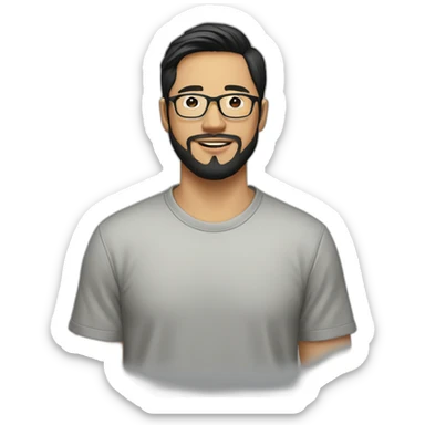 asian-guy-glasses-beard-dark-hair-squares-shirt sticker