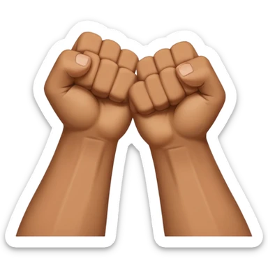 Two fists crossed over each other at the wrists like being handcuffed just without the cuffs in an upward and downword motion sticker