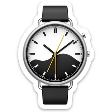 necesito un reloj, ilustrado minimalista, a blancoy negro, con linea delgada , como un icono sticker