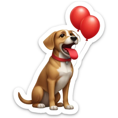 Dog holding a red balloon  sticker