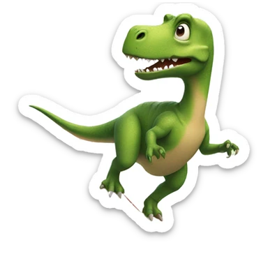 Dinosaur in a tutu riding a surfboard  sticker