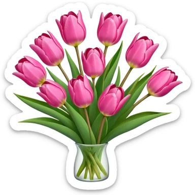 Pink tulips bouquet sticker