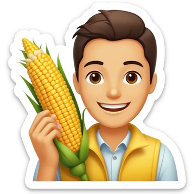 Corn on a cob person that just ate a big meal sticker