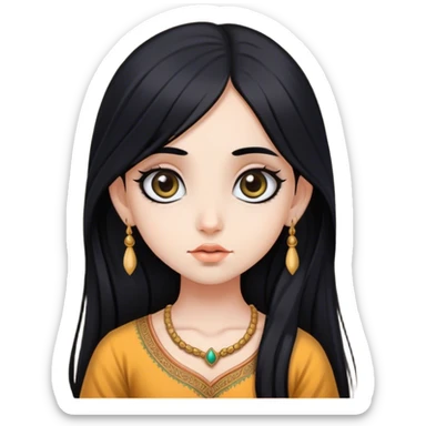 Brahmin girl with fair skin, long black hair, and big eyes  sticker