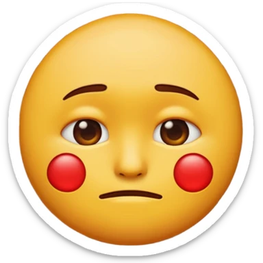 If you are familiar with the Melting Face Emoji, the round yellow face, with no define facial features, generate an emoji with that face but sad. Also, the face should be leaning against a red brick wall, with one cheek touching it, so this wall should be in perspective to understand the composition sticker