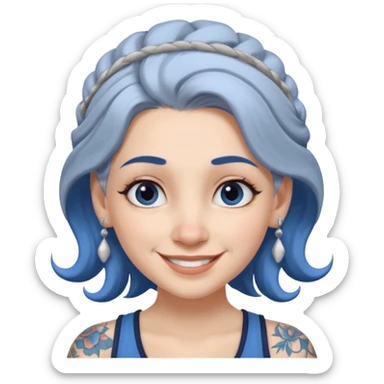 white-gray haired heavy blue tattooed head accessory big nose young girl sticker