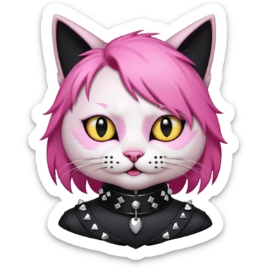pink haired metalhead  cat sticker