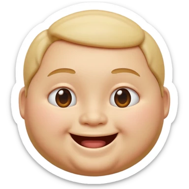 A 3D emoji in iOS emoji aesthetic style of a chubby person with round cheeks and a happy smile, soft and friendly expression, smooth glossy texture, minimal white background. sticker