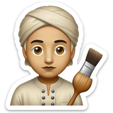 Cinematic Realistic Rembrandt Portrait Emoji, depicted as a master painter with deep reflective eyes and dramatic chiaroscuro, rendered with intricate textures and moody historic lighting that captures his timeless artistry. sticker