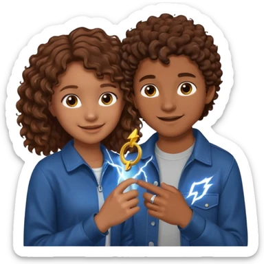 a 15 year old girl with brown curly hair but she has lightnings in it with a brown haired boy who gave her a promise ring sticker