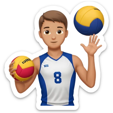 volleyball player, boy, Charles Kiraly with volleyball ball sticker