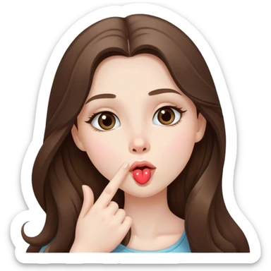  beautiful pale brunette girl with long hair sending a blowing kiss sticker