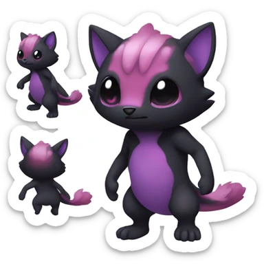 Cute cool dark black red purple animal hybrid Fakemon full body sticker