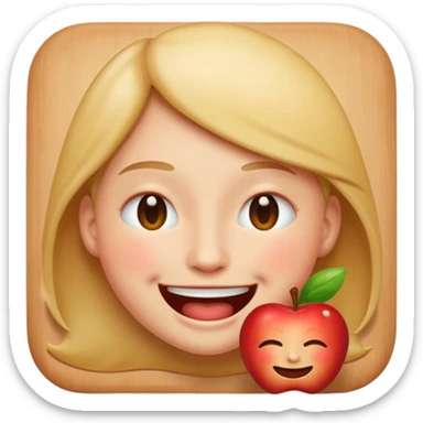 Make me an apple emoji of a person smiling with eyes closed and an open mouth with no teeth sticker